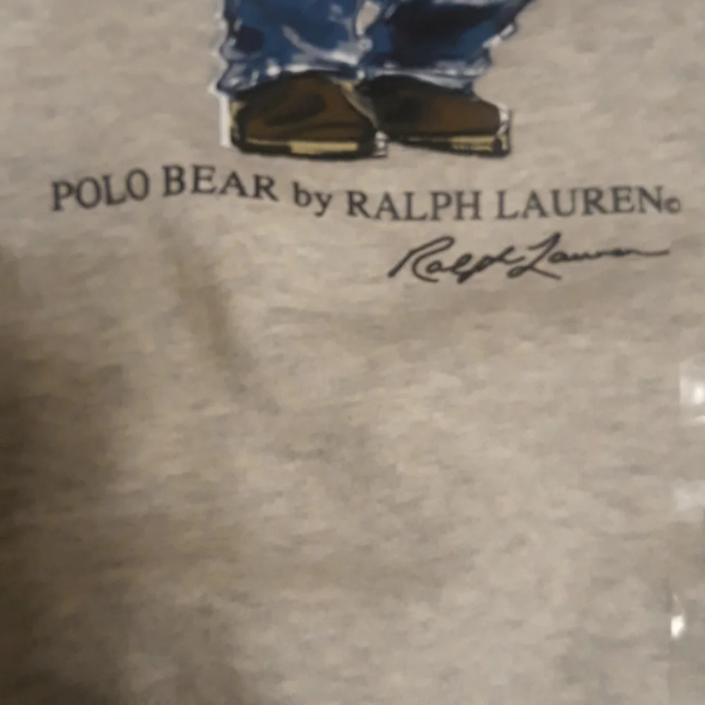 NWT Polo Ralph Lauren Men's  American Flag Denim Bear Sweatshirt - Heather Grey - Picture 8 of 10